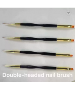 DOUBLE ENDED ACRYLIC ART BRUSH BLACK HANDLE NAIL DRAWING LINE