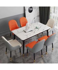 DESIGNER COLOR CHAIRS + MARBLE CENTER TABLE