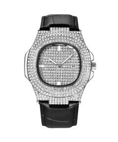 ICE-OUT BLING DIAMOND LUXURY GOLD/SILVER STAINLESS STEEL MENS WRIST WATCH