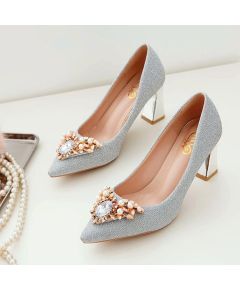 AUTUMN LADY PARTY SHOES WOMEN ELEGANT COLORFUL SILVER RED RHINESTONE