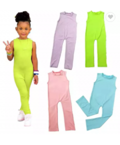 GIRLS SLEEVELESS JUMPSUIT FASHION CANDY COLOR