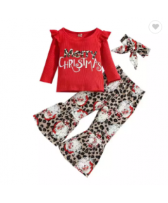 BOUTIQUE CHILDREN'S WEAR BABY CLOTHES CUTE GIRL CHRISTMAS LEOPARD PRINT LITTLE GIRL CLOTHING