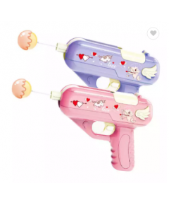 CUTE SWEET CANDY TRICK SHOT TOYS LOLLIPOP CANDY GUN WITH PINK AND PURPLE COLOR