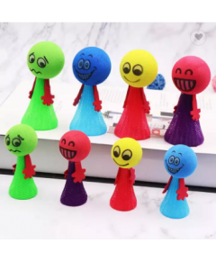 BOUNCE BALL EXPRESSIONS SQUEEZE HIP HOP JUMPING TOY DOLL WITH LIGHT