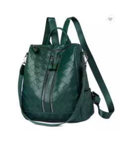FASHION DESIGN GREEN RED BLACK PU LEATHER 12 INCH DUAL-PURPOSE LADY WOMEN BACKPACK