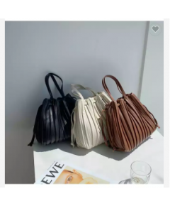 FASHION SHOULDER STRIPE HAND BAGS ONLINE SHOPPING PU HAND-HELD PLEATED