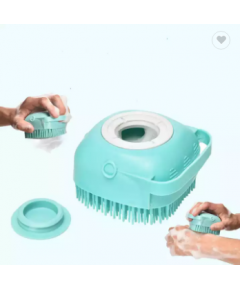 PET GROOMING BATH MASSAGE BRUSH WITH SOAP AND SHAMPOO DISPENSER