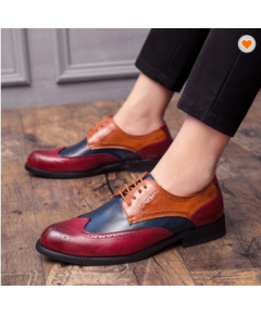 BRITISH STYLE CARVED COLOR MATCHING BUSINESS SHOES MEN LEATHER BROGUES MEN SHOES