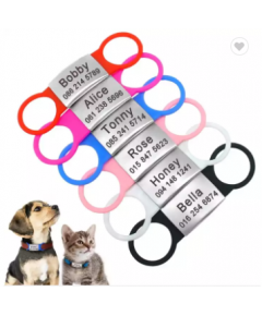 ACCESSORIES PERSONALIZED ENGRAVED NAME COLLAR SLIDE ON  PET ID SILICONE TAGS