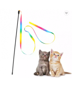 COLORFUL RIBBON CHARMER FOR KITTENS INTERACTIVE CAT RAINBOW WAND TOYS