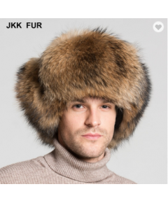 GENUINE LEATHER NATURAL RACCOON RUSSIAN WINTER FUR HAT