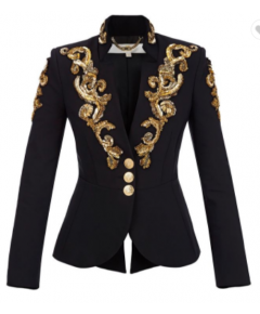 EMBROIDERY WORK SINGLE BREASTED BLAZERS COAT PANT SUIT