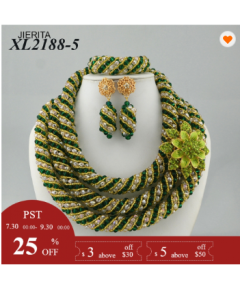 FASHION STYLE GREEN COLOR HIGH QUALITY HANDWORK CRYSTAL JEWELRY SET FOR WEDDING