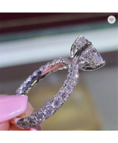 DIAMOND ENGAGEMENT RING BLING FULL CRYSTAL CUBIC WEDDING RING