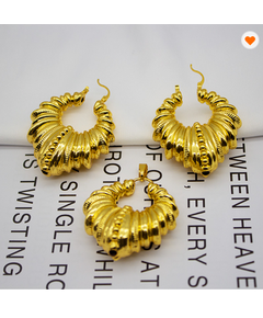 FASHION JEWELRY AFRICAN GOLD PLATED FASHION PENDANT EARRINGS