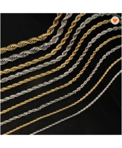 18K GOLD PLATED STAINLESS STEEL JEWELRY TWISTED ROPE CHAIN NECKLACE FOR MEN WOMEN