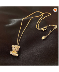 FASHION JEWELRY 18K GOLD PLATED CUSTOM CRYSTAL DIAMOND BLING BEAR NECKLACES