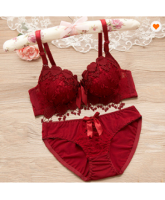 EMBROIDERY FLOWER WOMEN UNDERWIRE PUSH UP LACE HEART SHAPE BRA AND PANTIES