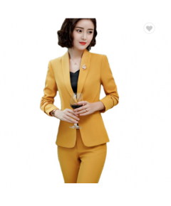 2 PIECES SUIT SET SHAWL COLLAR STRAIGHT AND SMOOTH FORMAL PANT SUIT OFFICE LADY UNIFORM DESIGNS