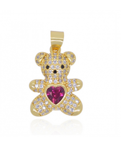 FASHION GOLD PLATED CRYSTAL ZIRCON CHARM FEMALE JEWELRY NECKLACE TEDDY BEAR PENDANT