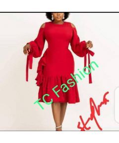 COLD-SHOULDER RED DRESS NIGERIA MADE
