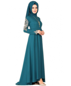 ABAYA MUSLIM DRESS, ISLAMIC WOMEN CLOTHING EMBROIDERED LONG SLEEVES