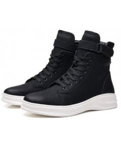 UNIQUE FASHION DESIGN BLACK SYTHIC LEATHER COMFORTABLE CASUAL ANKLE BOOTS FOR MEN