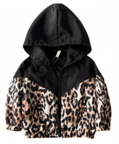 1-7YEARS TODDLER KID BABY GIRL BOY JACKET LEOPARD PATCHWORK HOODED COAT AUTUMN OUTWEAR