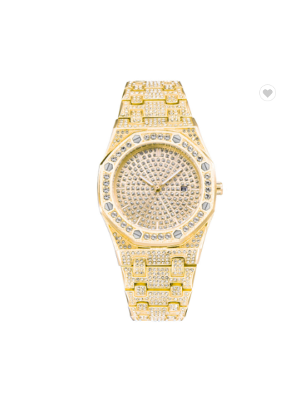 18 K MENS WATCHES FASHION WOMEN ICED OUT STAINLESS STEEL QUARTZ WRISTWATCH
