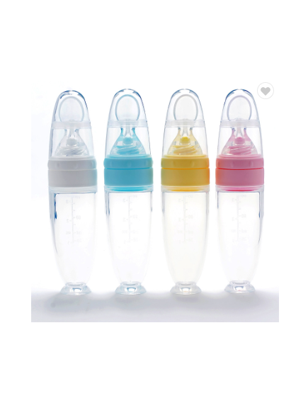 SILICONE INFANT BABY MILK FEEDING BOTTLE WITH SPOON
