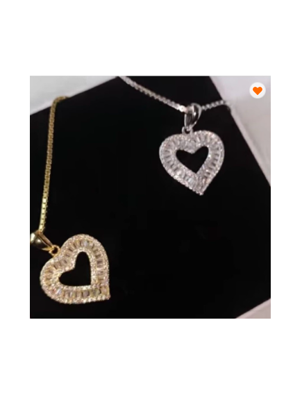 2022 VALENTINE'S DAY GIFT ICED OUT BLING RECTANGLE CZ HEART PENDANT NECKLACE