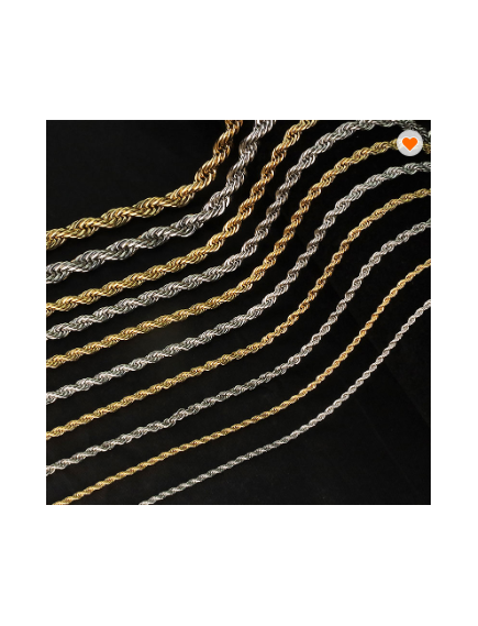 18K GOLD PLATED STAINLESS STEEL JEWELRY TWISTED ROPE CHAIN NECKLACE FOR MEN WOMEN